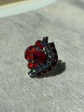 Red Crystal Cluster Statement Ring - Women Jewelry Whimsigoth